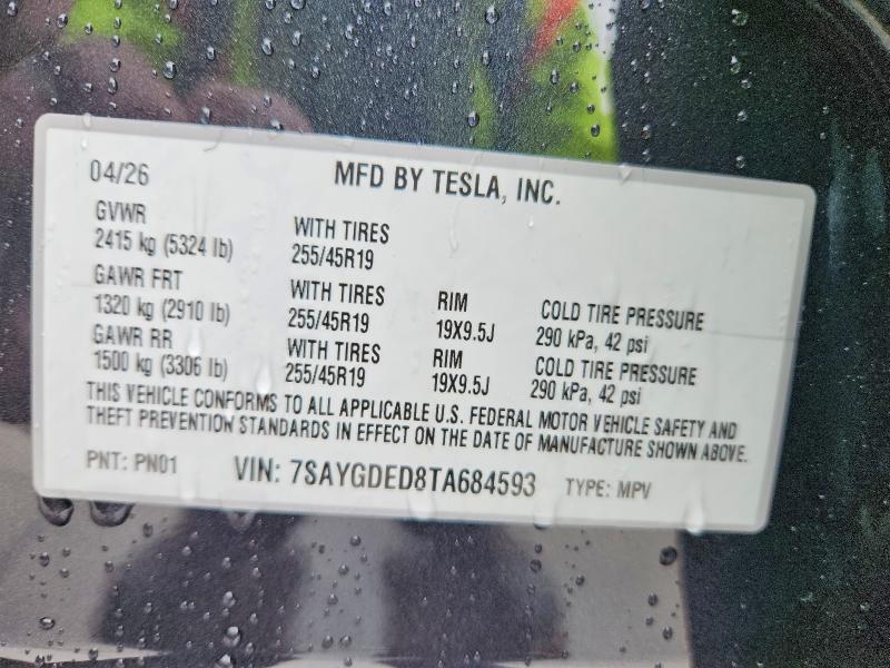 Продаж на аукціоні авто 2026 Tesla Model  Y, vin: 7SAYGDED8TA684593, номер лоту: 54463176