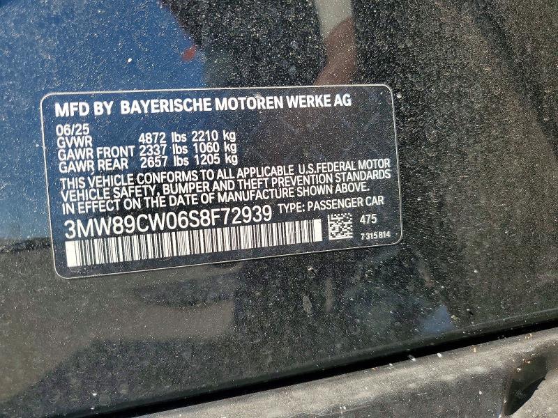 53548706 :رقم المزاد ، 3MW89CW06S8F72939 vin ، 2025 Bmw 330xi مزاد بيع