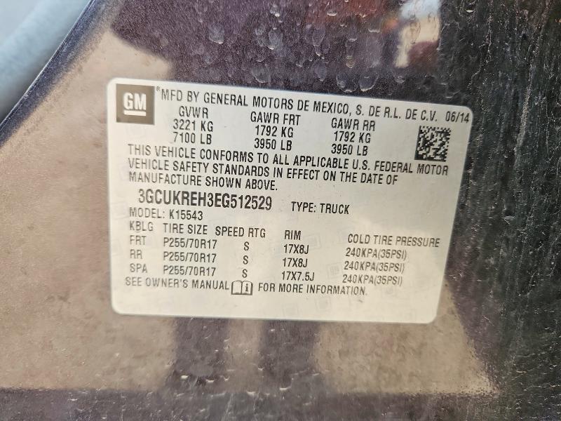 55376496 :رقم المزاد ، 3GCUKREH3EG512529 vin ، 2014 Chevrolet Silverado مزاد بيع