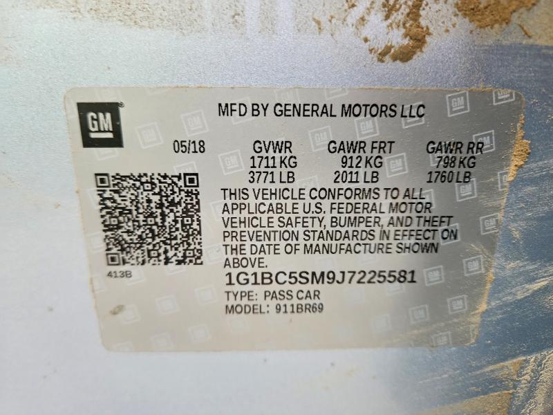 Aukcja sprzedaży 2018 Chevrolet Cruze, vin: 1G1BC5SM9J7225581, numer aukcji: 52751156