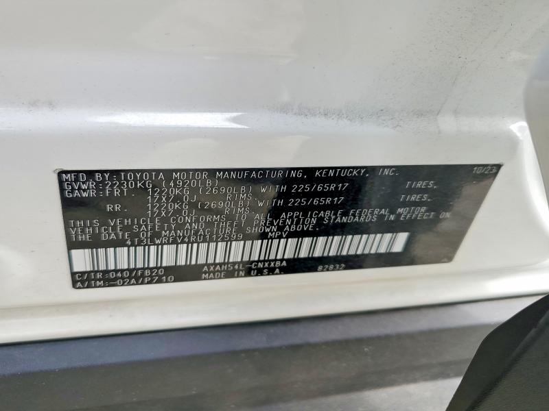 52941296 :رقم المزاد ، 4T3LWRFV4RU112599 vin ، 2024 Toyota Rav4 مزاد بيع