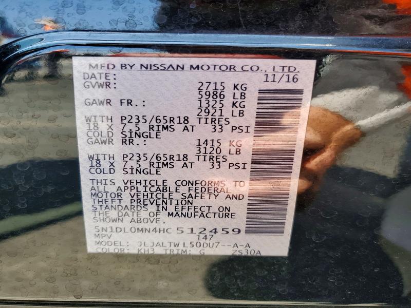 Продаж на аукціоні авто 2017 Infiniti Qx60, vin: 5N1DL0MN4HC512459, номер лоту: 53285476