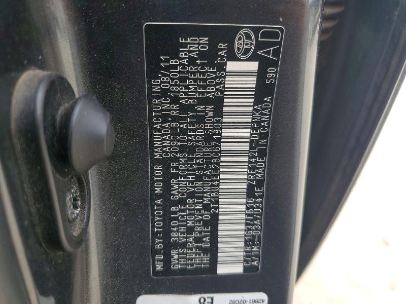 Aukcja sprzedaży 2011 Toyota Corolla, vin: 2T1BU4EE2BC671803, numer aukcji: 53101626