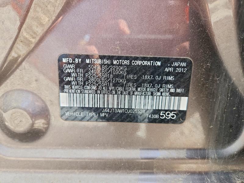 54617196 :رقم المزاد ، JA4JT3AW1CU025528 vin ، 2012 Mitsubishi Outlander مزاد بيع