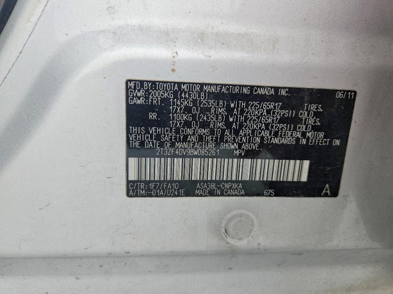 Aukcja sprzedaży 2011 Toyota Rav4, vin: 2T3ZF4DV9BW085261, numer aukcji: 54120286