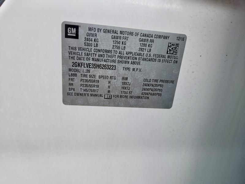 Aukcja sprzedaży 2017 Gmc Terrain, vin: 2GKFLVE35H6263223, numer aukcji: 52765916