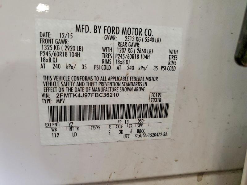 Продаж на аукціоні авто 2015 Ford Edge, vin: 2FMTK4J97FBC36210, номер лоту: 54103656