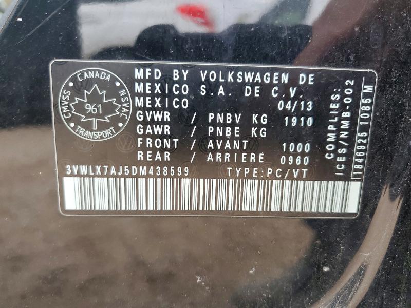 Aukcja sprzedaży 2013 Volkswagen Jetta, vin: 3VWLX7AJ5DM438599, numer aukcji: 53356356