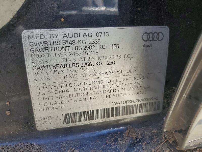 Aukcja sprzedaży 2014 Audi A4 Allroad, vin: WA1UFBFL2EA034952, numer aukcji: 51910916