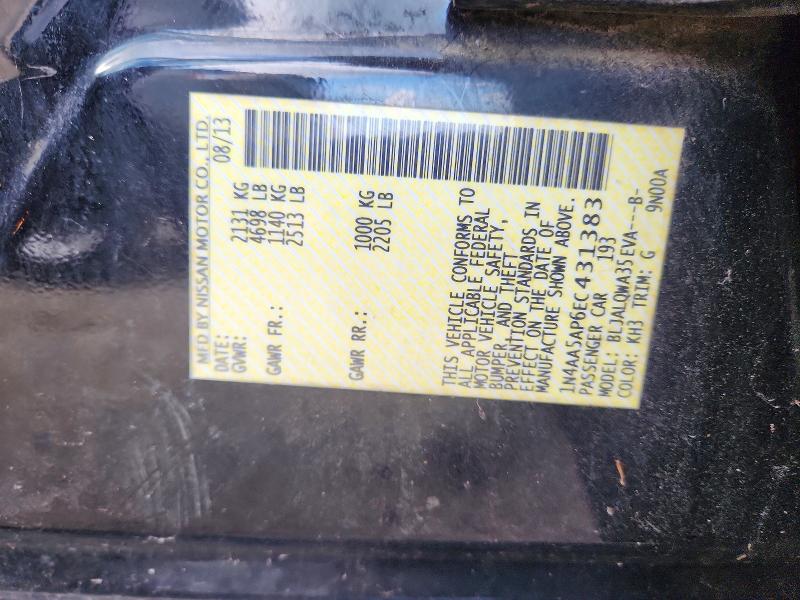 52782036 :رقم المزاد ، 1N4AA5AP6EC431383 vin ، 2014 Nissan Maxima مزاد بيع