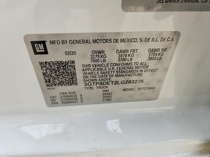 Продаж на аукціоні авто 2020 Gmc Sierra, vin: 3GTP8DET2LG283275, номер лоту: 51683686