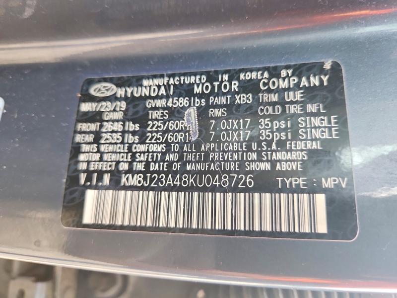 Продажа на аукционе авто 2019 Hyundai Tucson, vin: KM8J23A48KU048726, номер лота: 52991226