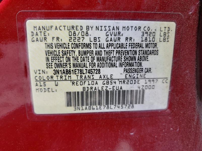 Продаж на аукціоні авто 2008 Nissan Sentra, vin: 3N1AB61E78L745728, номер лоту: 52017806