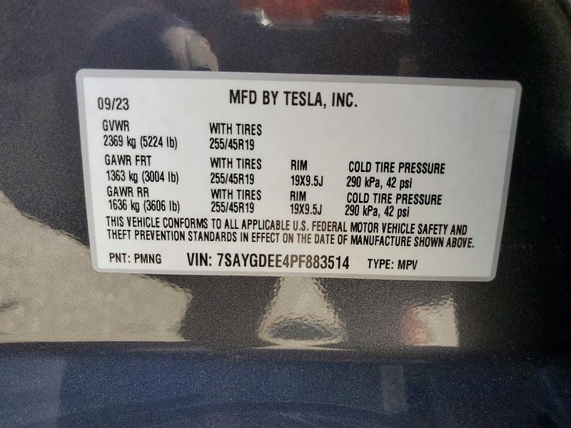 2023 Tesla Model Y მანქანა იყიდება აუქციონზე, vin: 7SAYGDEE4PF883514, აუქციონის ნომერი: 54108376