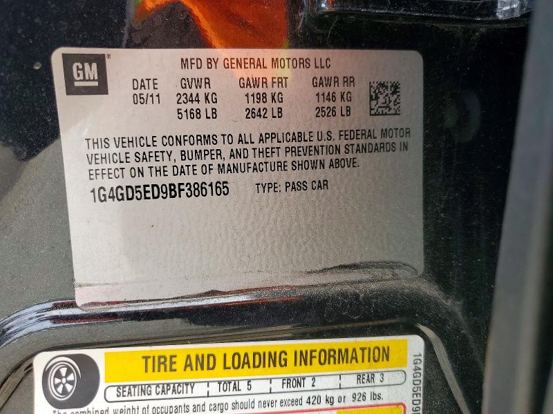 Продаж на аукціоні авто 2011 Buick Lacrosse, vin: 1G4GD5ED9BF386165, номер лоту: 51858626