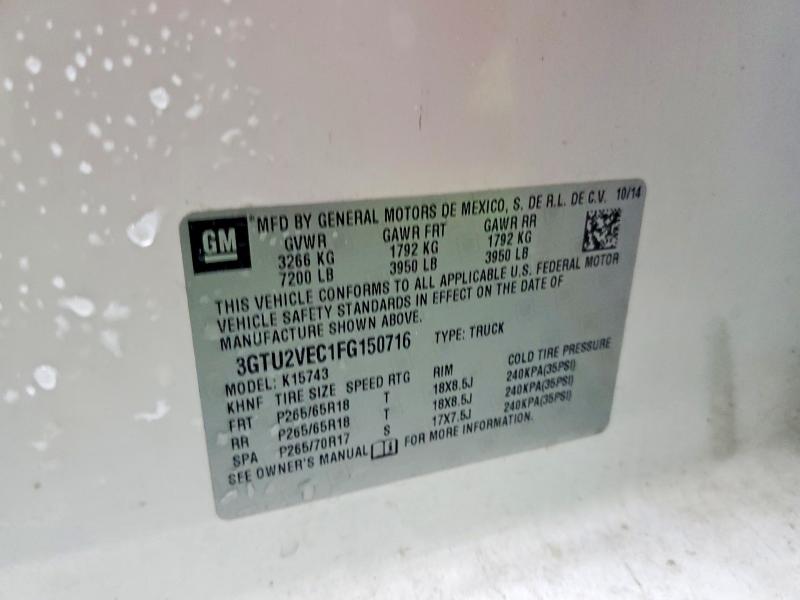 Продаж на аукціоні авто 2015 Gmc Sierra, vin: 3GTU2VEC1FG150716, номер лоту: 51520376
