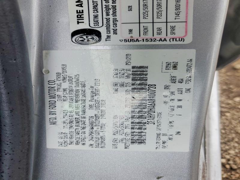 Aukcja sprzedaży 2010 Ford Fusion, vin: 3FAHP0HA6AR400728, numer aukcji: 52005936