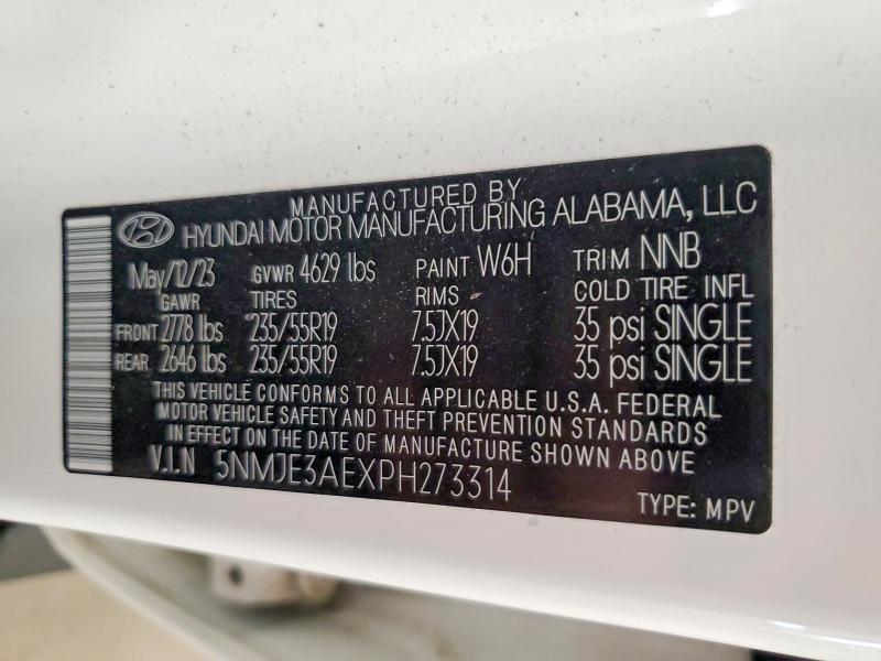 54003986 :رقم المزاد ، 5NMJE3AEXPH273314 vin ، 2023 Hyundai Tucson مزاد بيع
