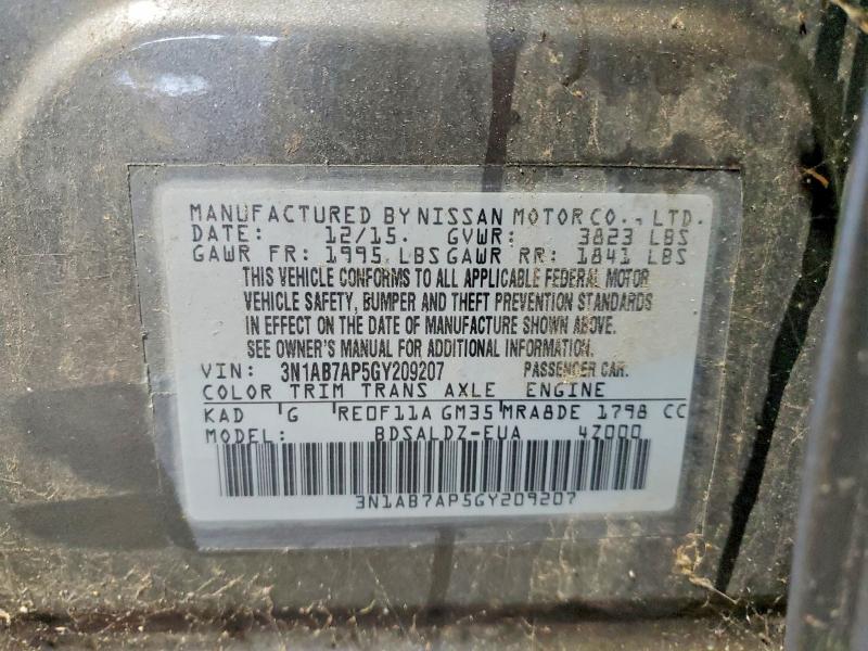 Продажа на аукционе авто 2016 Nissan Sentra, vin: 3N1AB7AP5GY209207, номер лота: 54493766