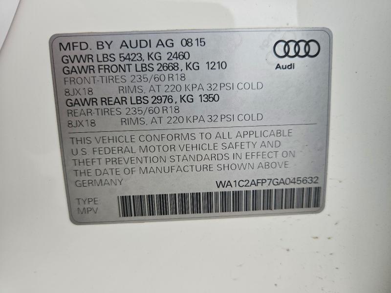 Aukcja sprzedaży 2016 Audi Q5, vin: WA1C2AFP7GA045632, numer aukcji: 54838186