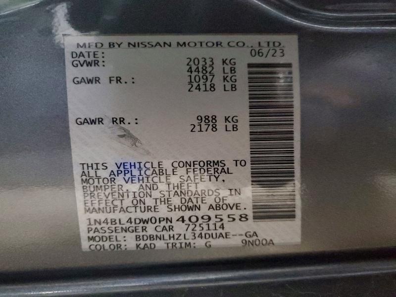 Продажа на аукционе авто 2023 Nissan Altima, vin: 1N4BL4DW0PN409558, номер лота: 52562336