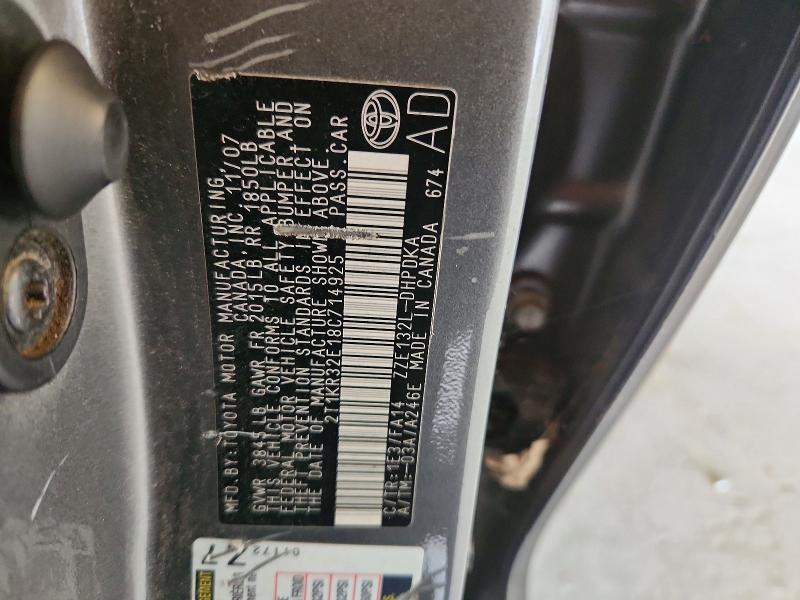 Продаж на аукціоні авто 2008 Toyota Corolla Matrix, vin: 2T1KR32E18C714925, номер лоту: 54891366