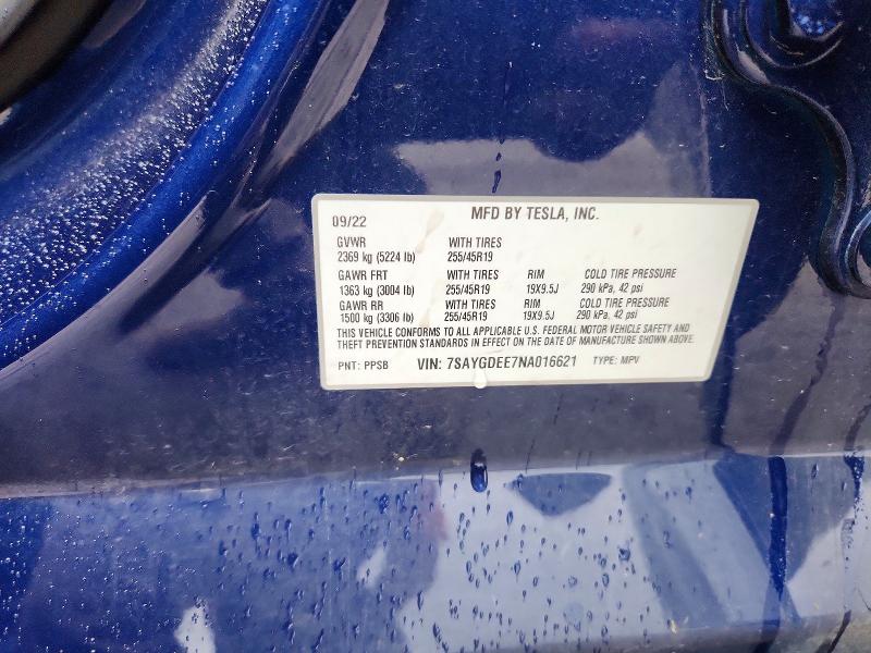 Aukcja sprzedaży 2022 Tesla Model Y, vin: 7SAYGDEE7NA016621, numer aukcji: 51025846