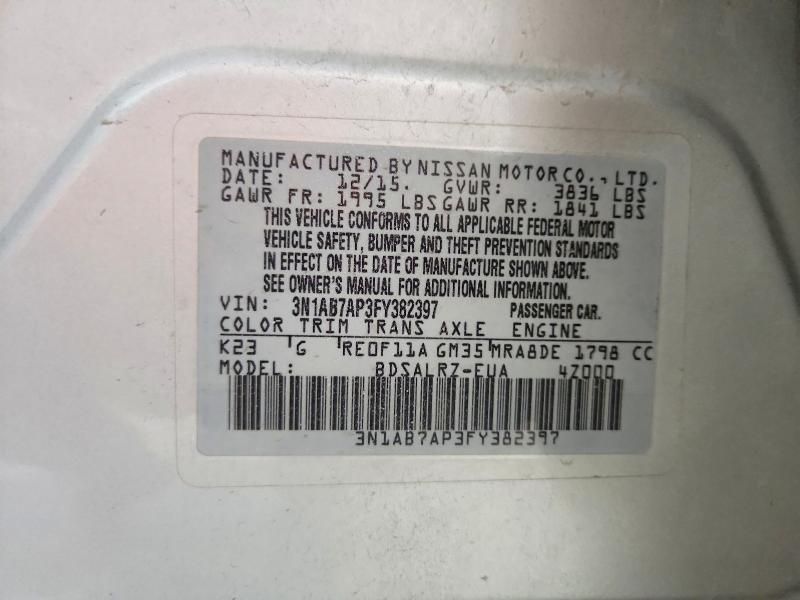 54679556 :رقم المزاد ، 3N1AB7AP3FY382397 vin ، 2015 Nissan Sentra مزاد بيع