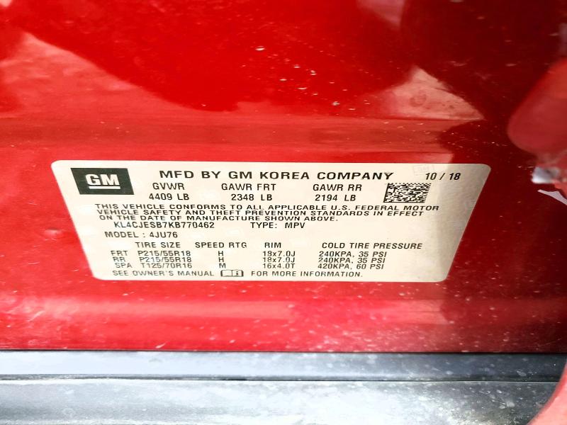 Продажа на аукционе авто 2019 Buick Encore, vin: KL4CJESB7KB770462, номер лота: 52834556