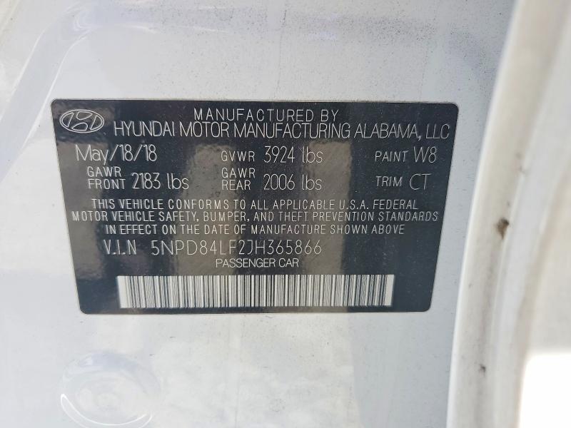Продаж на аукціоні авто 2018 Hyundai Elantra, vin: 5NPD84LF2JH365866, номер лоту: 55454786