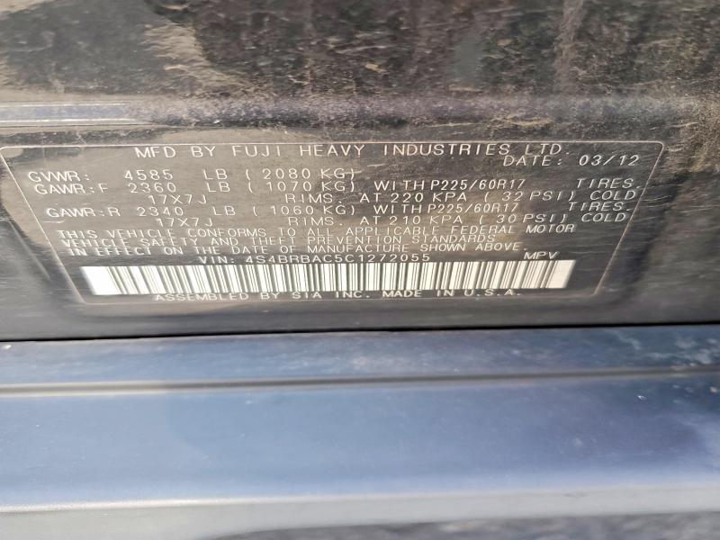 Продаж на аукціоні авто 2012 Subaru Outback, vin: 4S4BRBAC5C1272055, номер лоту: 52890006