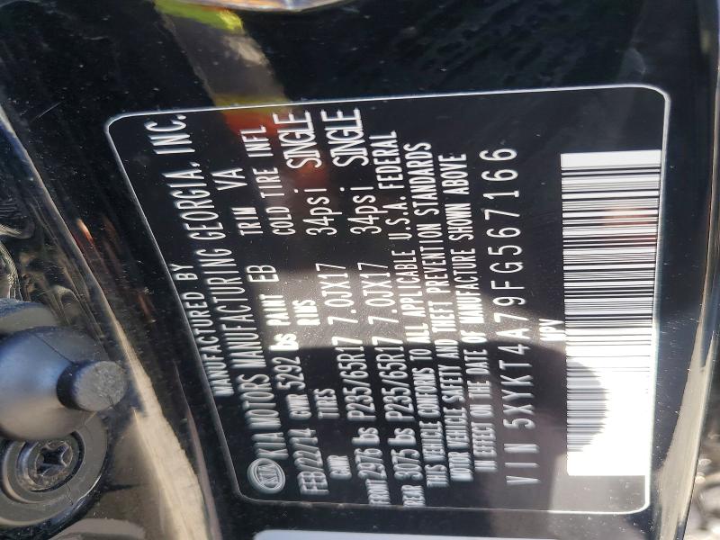 55508406 :رقم المزاد ، 5XYKT4A79FG567166 vin ، 2015 Kia Sorento مزاد بيع