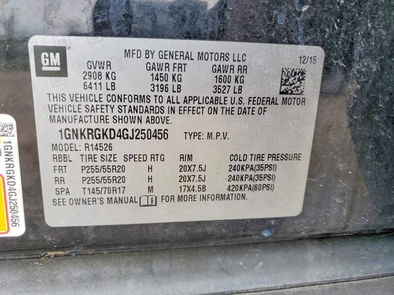 51953506 :رقم المزاد ، 1GNKRGKD4GJ250456 vin ، 2016 Chevrolet Traverse مزاد بيع