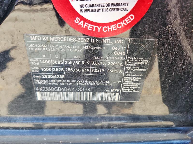 Aukcja sprzedaży 2011 Mercedes-benz Ml, vin: 4JGBB8GB4BA733394, numer aukcji: 53657346