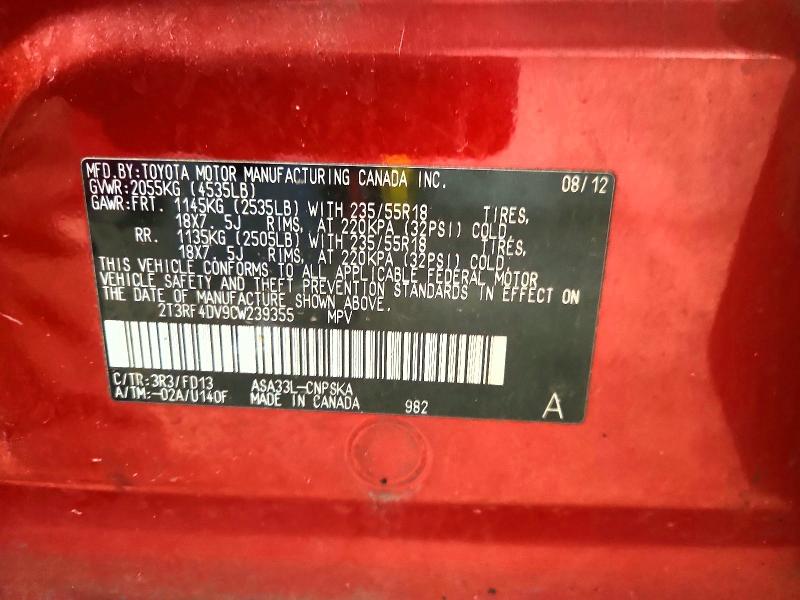 2012 Toyota Rav4 მანქანა იყიდება აუქციონზე, vin: 2T3RF4DV9CW239355, აუქციონის ნომერი: 52528796