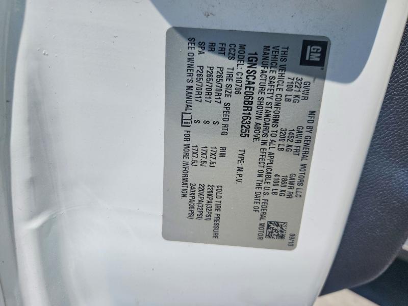 51907956 :رقم المزاد ، 1GNSCAE06BR163255 vin ، 2011 Chevrolet Tahoe مزاد بيع