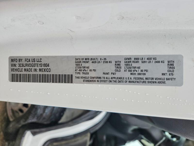 Aukcja sprzedaży 2026 Ram Promaster 2500, vin: 3C6LRVDG0TE151804, numer aukcji: 56177606