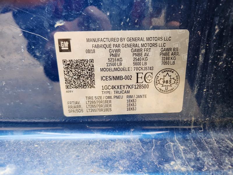 2019 Chevrolet Silverado 3500hd მანქანა იყიდება აუქციონზე, vin: 1GC4KXEY7KF128500, აუქციონის ნომერი: 48363586