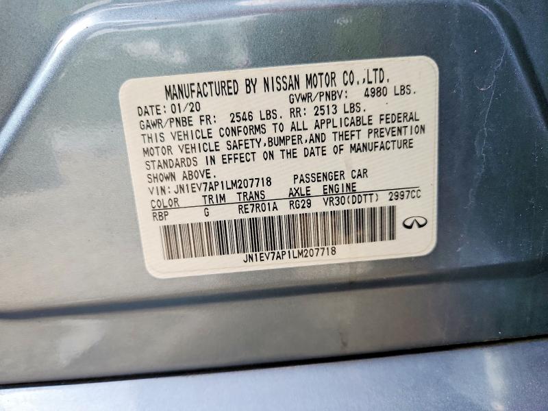 2020 Infiniti Q50 მანქანა იყიდება აუქციონზე, vin: JN1EV7AP1LM207718, აუქციონის ნომერი: 53261346