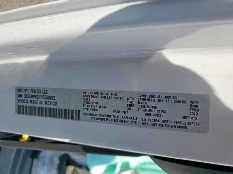 55824466 :رقم المزاد ، 3C6LRVVG1PE550872 vin ، 2023 Ram Promaster 2500 مزاد بيع