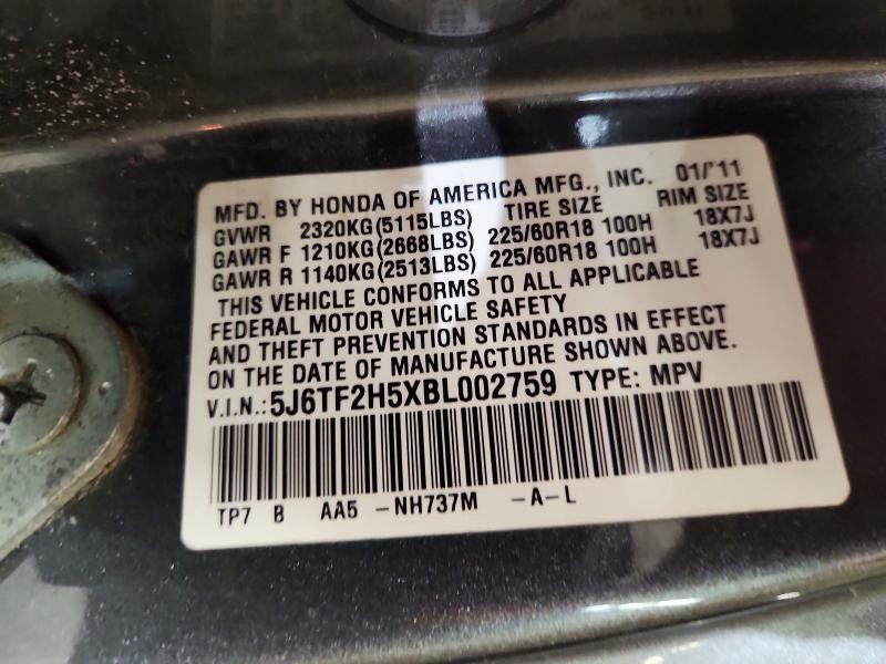 2011 Honda Accord Crosstour მანქანა იყიდება აუქციონზე, vin: 5J6TF2H5XBL002759, აუქციონის ნომერი: 55541606