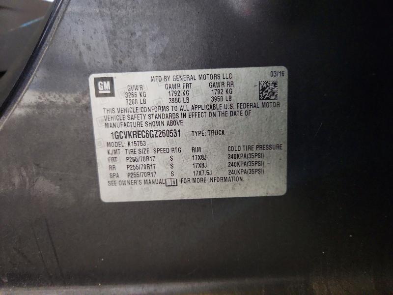 Aukcja sprzedaży 2016 Chevrolet Silverado, vin: 1GCVKREC6GZ260531, numer aukcji: 54214576