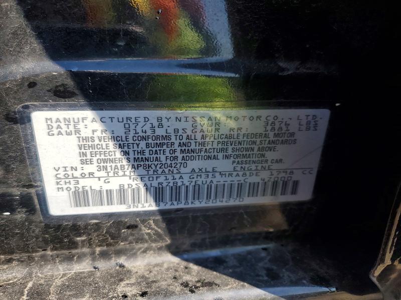 52585916 :رقم المزاد ، 3N1AB7AP8KY204270 vin ، 2019 Nissan Sentra مزاد بيع