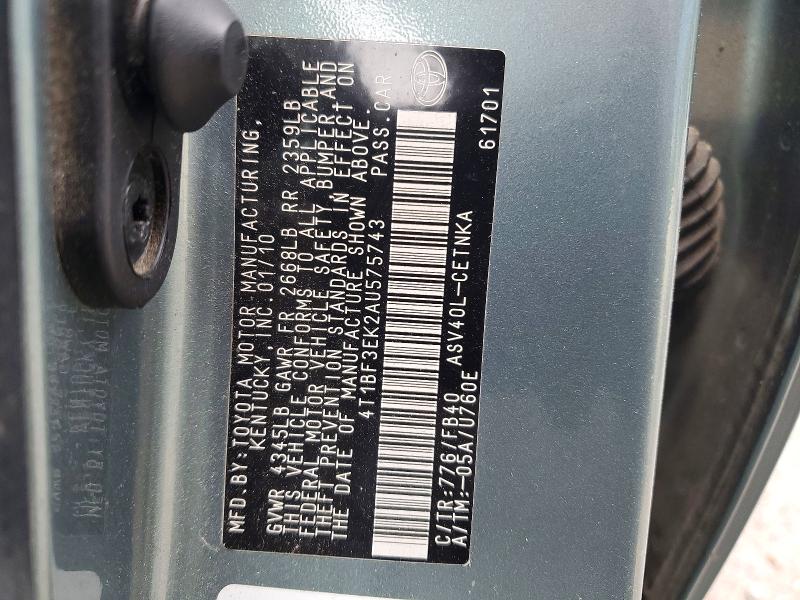 53279706 :رقم المزاد ، 4T1BF3EK2AU575743 vin ، 2010 Toyota Camry مزاد بيع