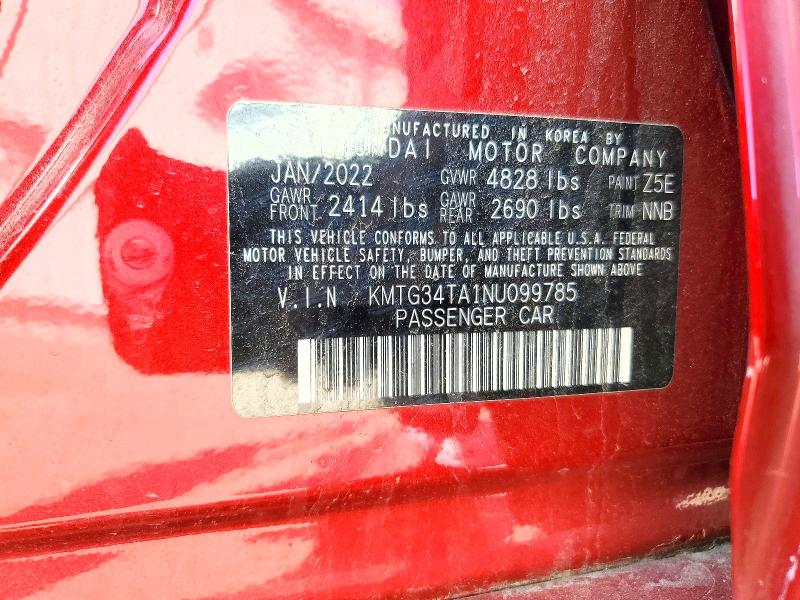 52561976 :رقم المزاد ، KMTG34TA1NU099785 vin ، 2022 Genesis G70 مزاد بيع