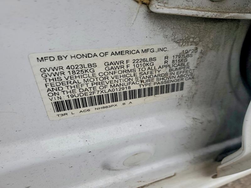 Aukcja sprzedaży 2020 Acura Ilx, vin: 19UDE2F7XLA012918, numer aukcji: 54974746