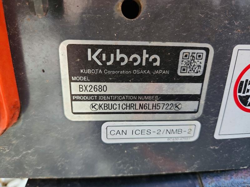 52550966 :رقم المزاد ، KBUC1CHRLN6LH5722 vin ، 2023 Kubota Bx 2680-1 مزاد بيع