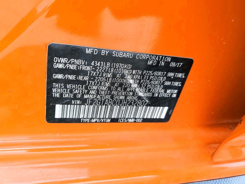 Продаж на аукціоні авто 2018 Subaru Crosstrek, vin: JF2GTABC0JH232802, номер лоту: 52388526