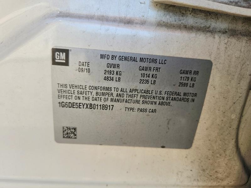 2011 Cadillac Cts მანქანა იყიდება აუქციონზე, vin: 1G6DE5EYXB0118917, აუქციონის ნომერი: 53336916