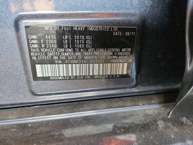 Aukcja sprzedaży 2012 Subaru Legacy, vin: 4S3BMCK66C3006095, numer aukcji: 52228106
